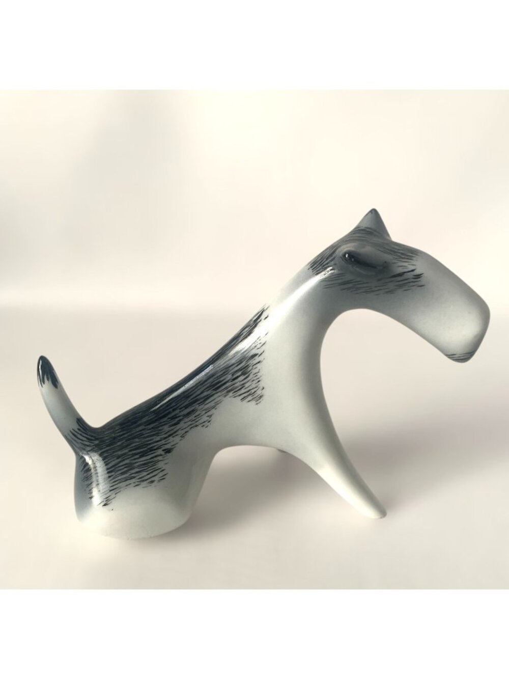 Polish Cmielow  Modernist Terrier Porcelain Figurine By Mieczyslaw Naruszewicz